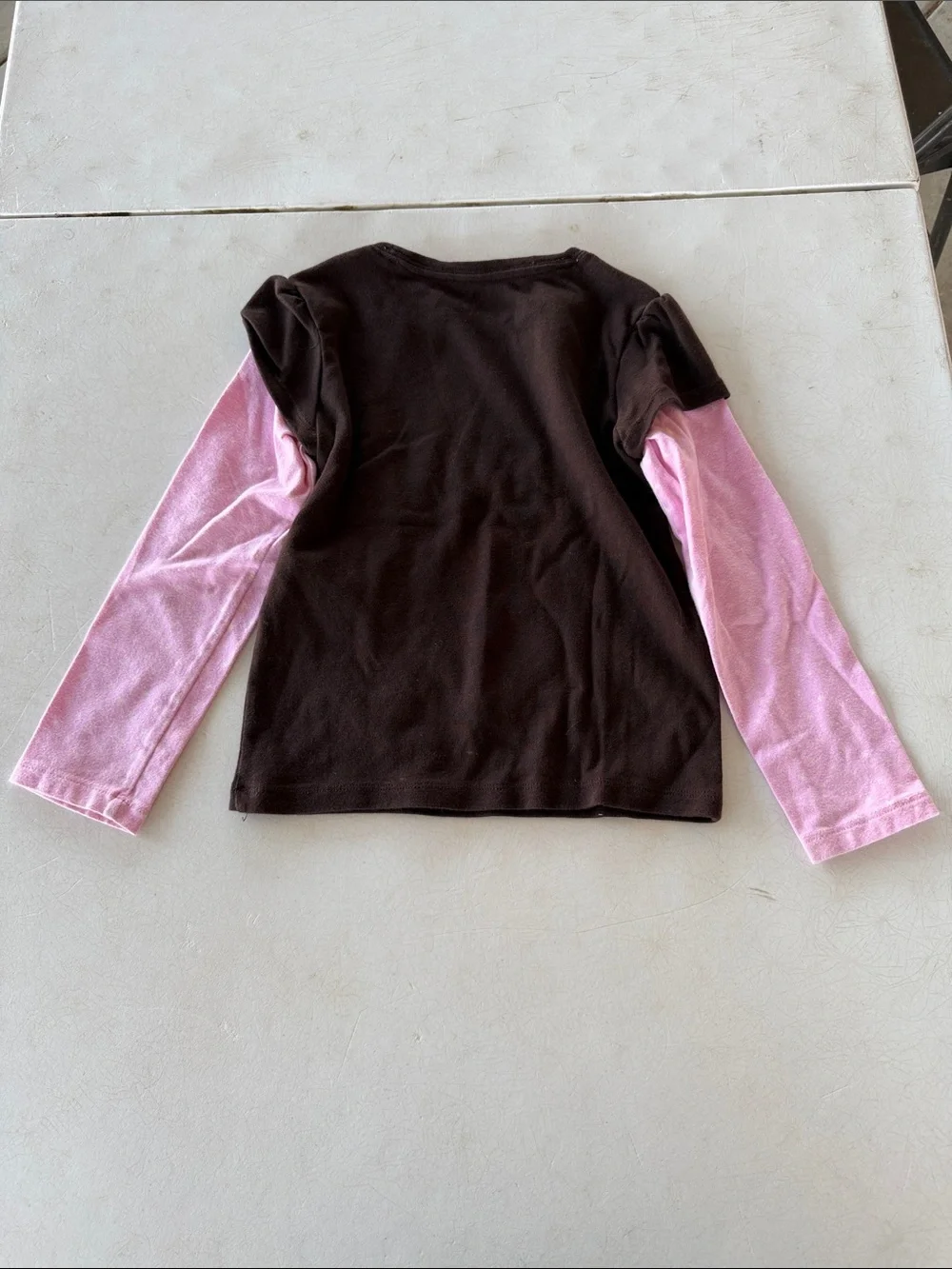 BabyGAP Brown Top with Pink Long Sleeves and Kitty Applique